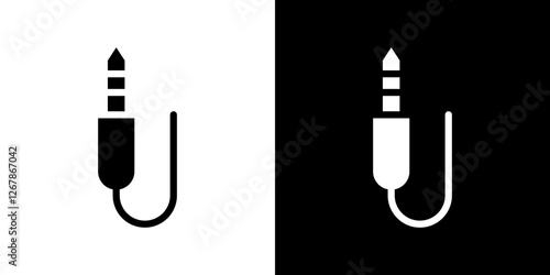 Audio jack icons vectors set in solid style.