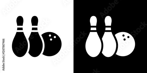 Bowling icons vectors set in solid style.