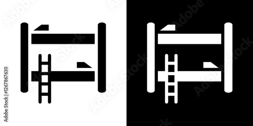 Bunk bed icons vectors set in solid style.