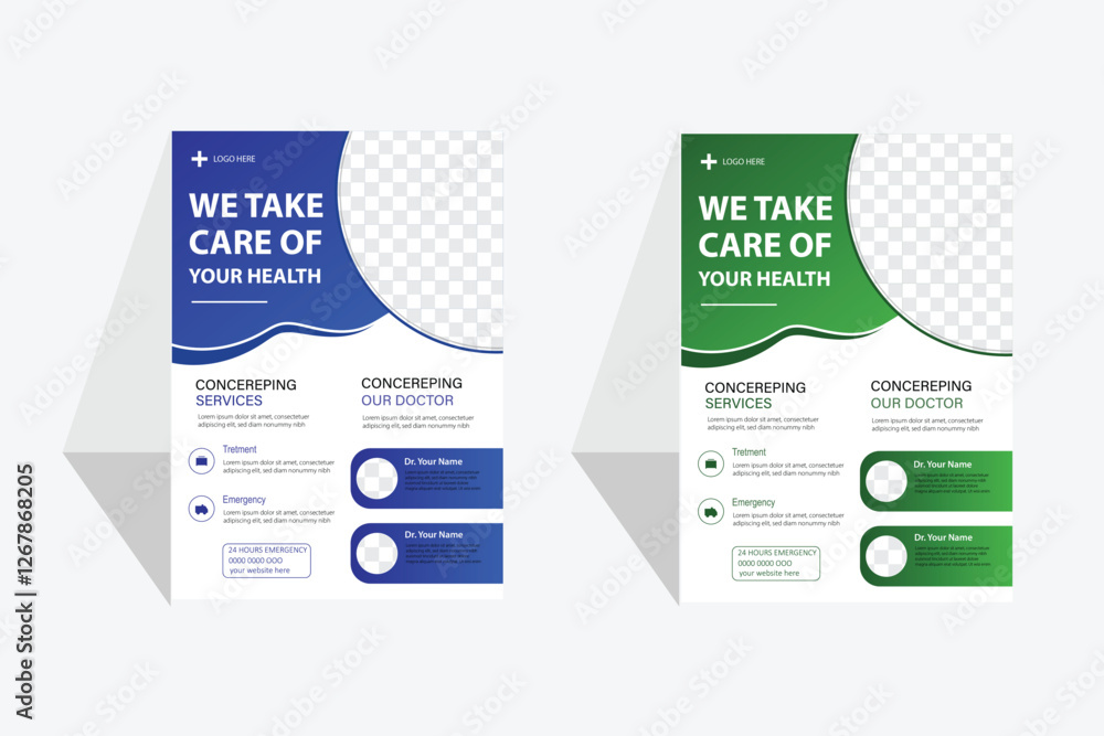 Obraz premium Modern healthcare medical flyer templet design vector file