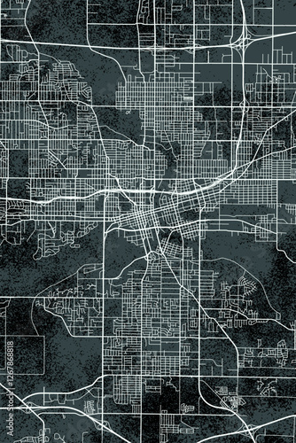 Des Moines vector minimalist street map American city on grunge dark background. Iowa. USA