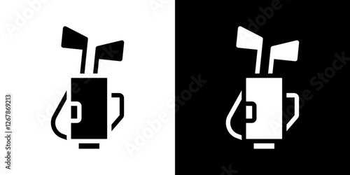 Golf bag icons vectors set in solid style.