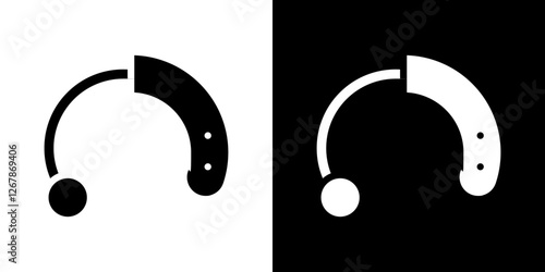 Hearing aid icons vectors set in solid style.
