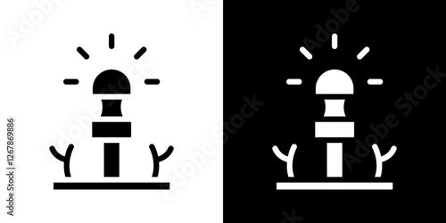 Lawn sprinkler icons vectors set in solid style.