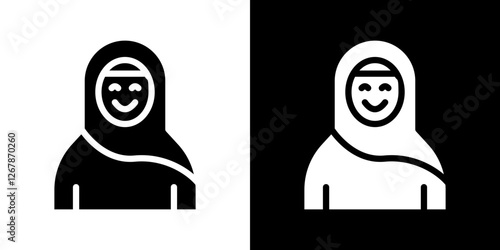 Muslim woman icons vectors set in solid style.