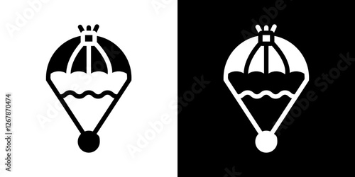 Parachute icons vectors set in solid style.