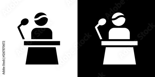 Politician speaker icons vectors set in solid style.