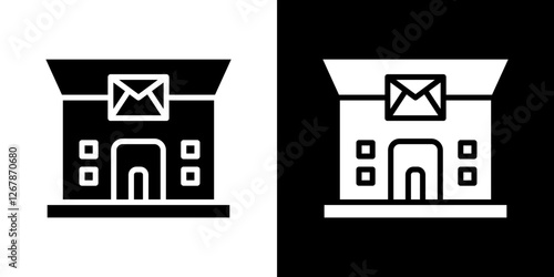Post office icons vectors set in solid style.
