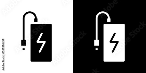 Power bank icons vectors set in solid style.