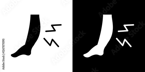 Shin pain icons vectors set in solid style.