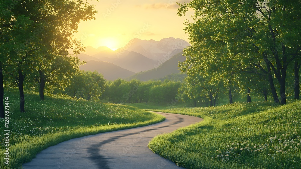 Scenic road surrounded by vibrant trees wallpapers Scenic road surrounded by vibrant trees wallpapers