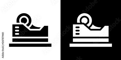Tape dispenser icons vectors set in solid style.