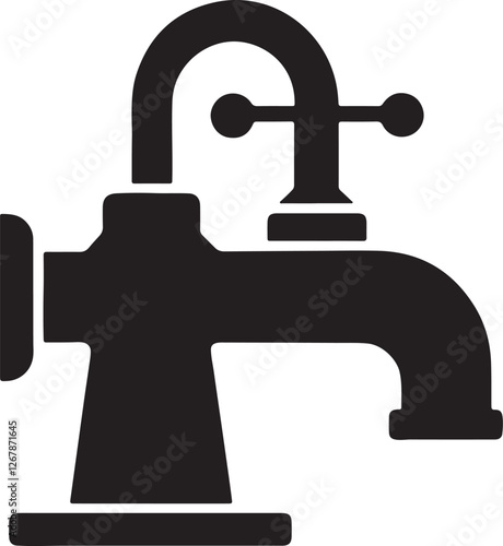 water taps silhouette, black and white silhouette, vector and illustration