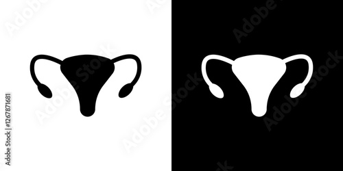 Uterus icons vectors set in solid style.