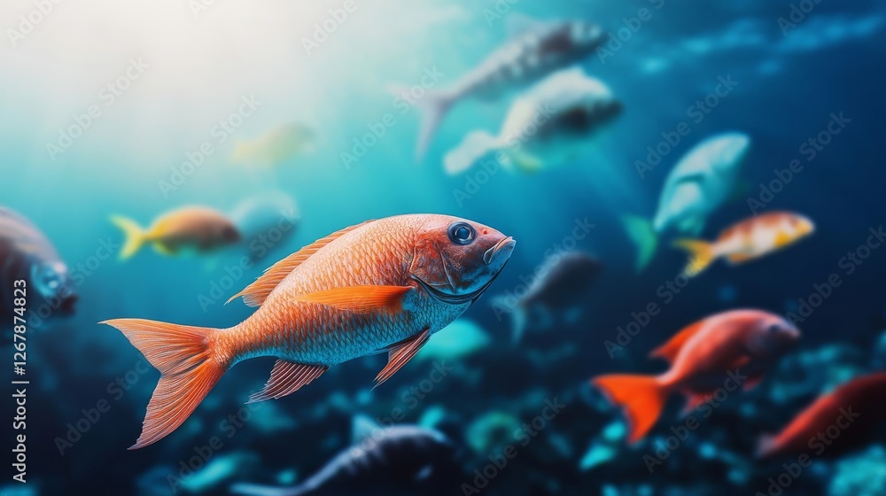 Fototapeta premium AI-driven sustainable fisheries ensuring ethical seafood harvesting, ocean conservation