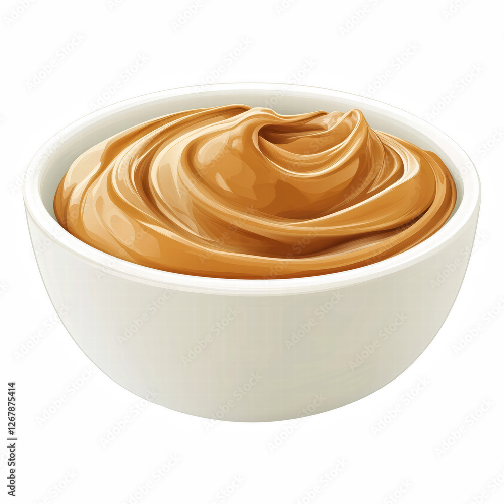 Realistic creamy peanut butter in a white bowl, smooth and rich nut spread, delicious and nutritious, isolated on transparent background. Generative Ai. Realistic creamy peanut butter in a white bowl, smooth and rich nut spread, delicious and nutritious, isolated on transparent background. Generative Ai.
