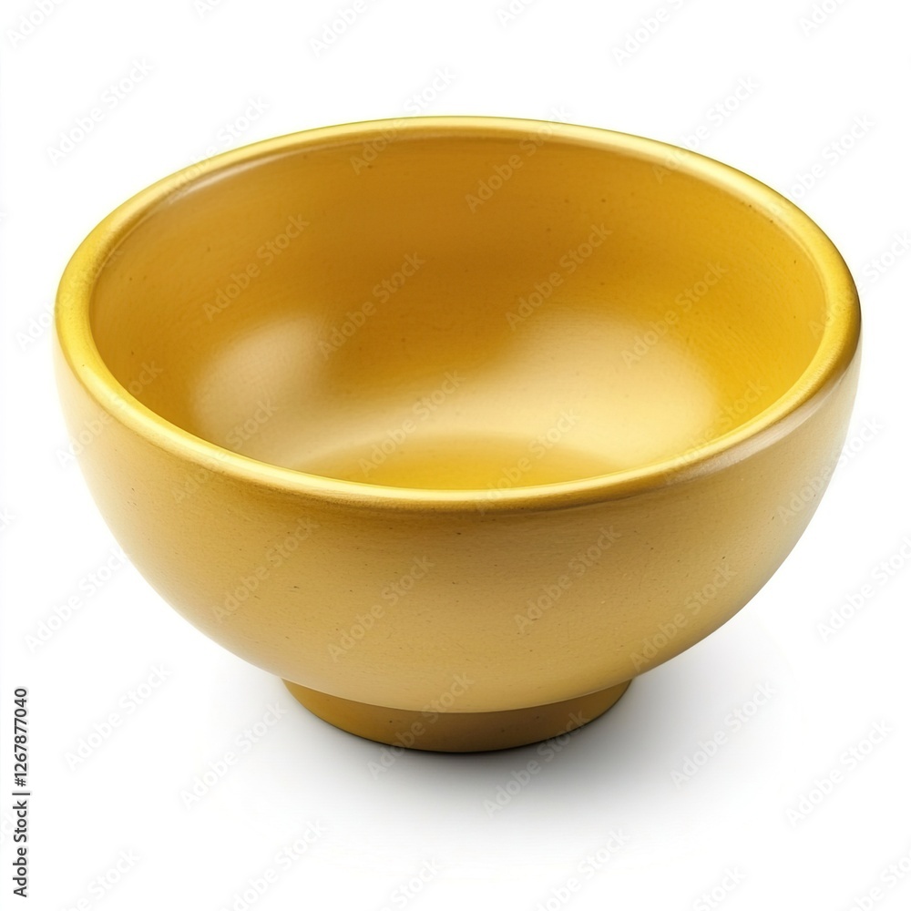 Empty Yellow Bowl on White Background for Design and Culinary Use, Hotel supplies concept. Empty Yellow Bowl on White Background for Design and Culinary Use, Hotel supplies concept.