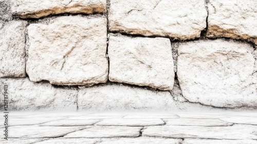Textured stone wall with a smooth floor, creating a rustic ambiance.