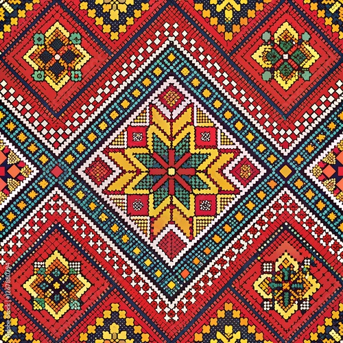 Illustration of ukrainian folk seamless pattern ornament ethnic ornament background.