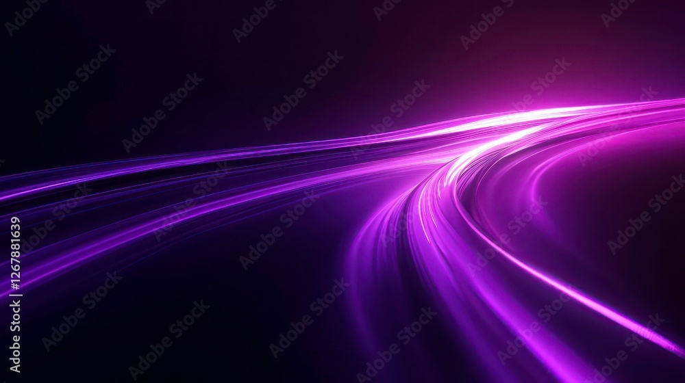 Abstract vibrant purple light trails, night highway Abstract vibrant purple light trails, night highway
