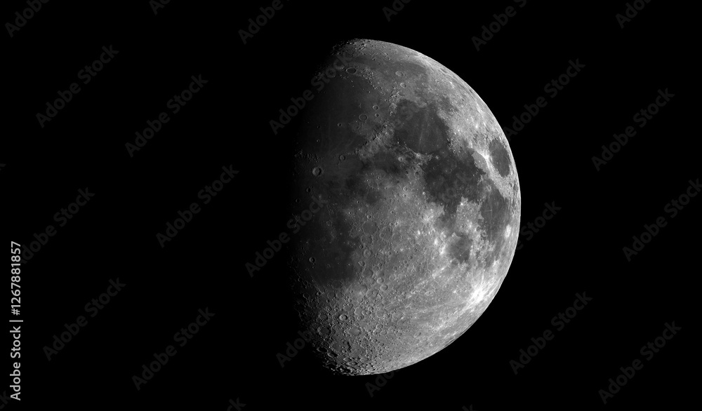 Beautiful moon in one of its phases on a black background Beautiful moon in one of its phases on a black background