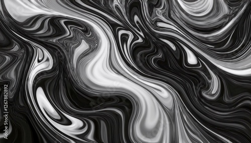 background with abstract mixing black and white fluid art texture liquid acrylic artwork mixed paint for interior poster marble effect wavy pattern for design wallpaper banner print