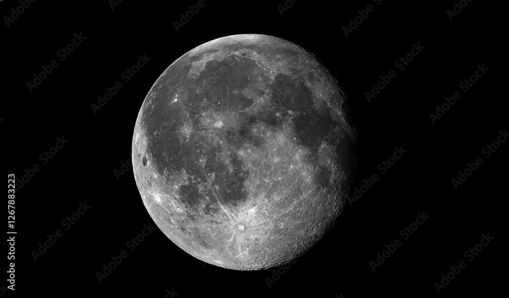 Obraz premium Beautiful moon in one of its phases on a black background