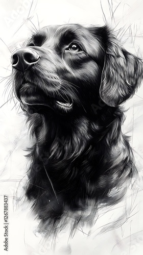 Wallpaper Mural Dog portrait sketch black white high resolution hd photo Torontodigital.ca
