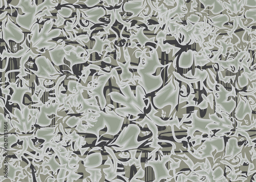 Textured gray ornamental backdrop for textiles or fabrics. Chaotic floral background for fashion, business concepts, cover, scrapbooking, interior solutions, tiles, prints on T-shirts, dynamic posters