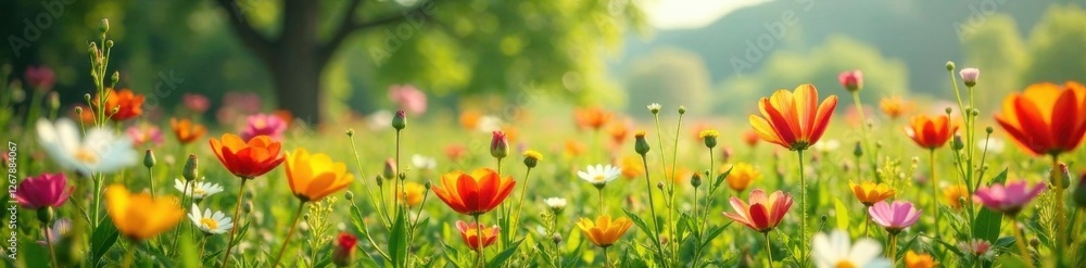 Blooming wildflowers in field , wildflowers, meadow, colorful Blooming wildflowers in field , wildflowers, meadow, colorful