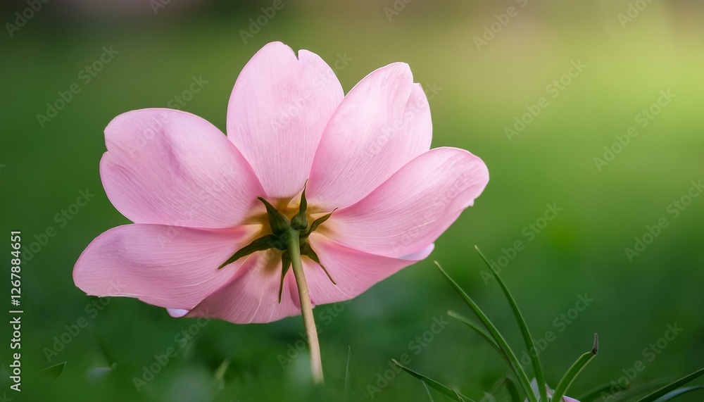a delicate pink flower resting gently on a lush green background symbolizing beauty and tranquility perfect for nature themes with a focus on mindfulness a delicate pink flower resting gently on a lush green background symbolizing beauty and tranquility perfect for nature themes with a focus on mindfulness