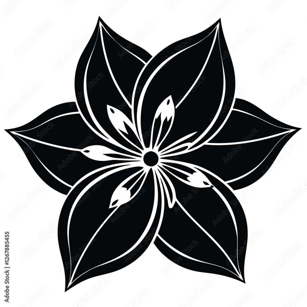 Fototapeta premium Jasmine flower black and white abstract flower