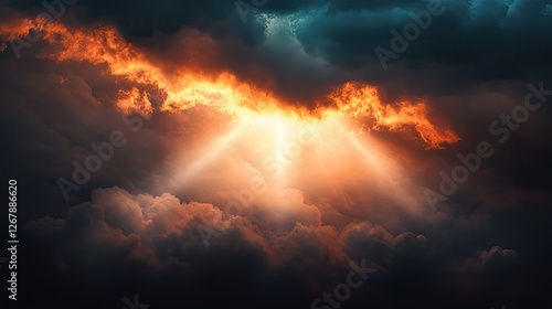 A bright cross shining through stormy clouds, symbolizing divine guidance and hope in dark times.