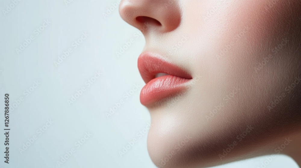 Close-up of female lips and nose with smooth skin. Cosmetic and Medical Injectables. Beauty injection, Anti-Wrinkle Close-up of female lips and nose with smooth skin. Cosmetic and Medical Injectables. Beauty injection, Anti-Wrinkle