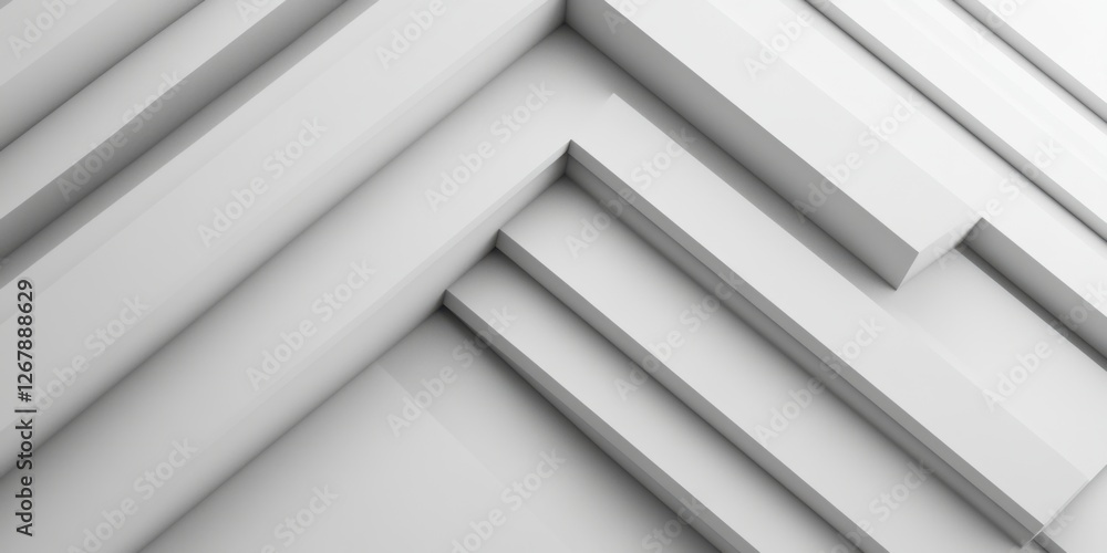 Obraz premium Abstract Minimalist Design with White Geometric Shapes and Lines