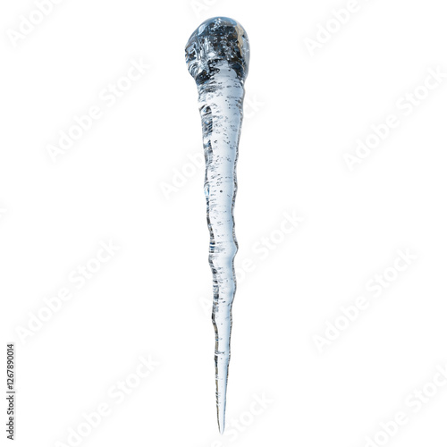 A icicle with intricate frozen details isolated on transparent background (3)