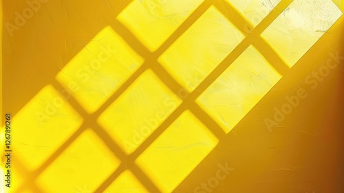 Abstract silhouette of a shadow in the form of lines on a yellow wall. Atmospheric background of a sunny day.