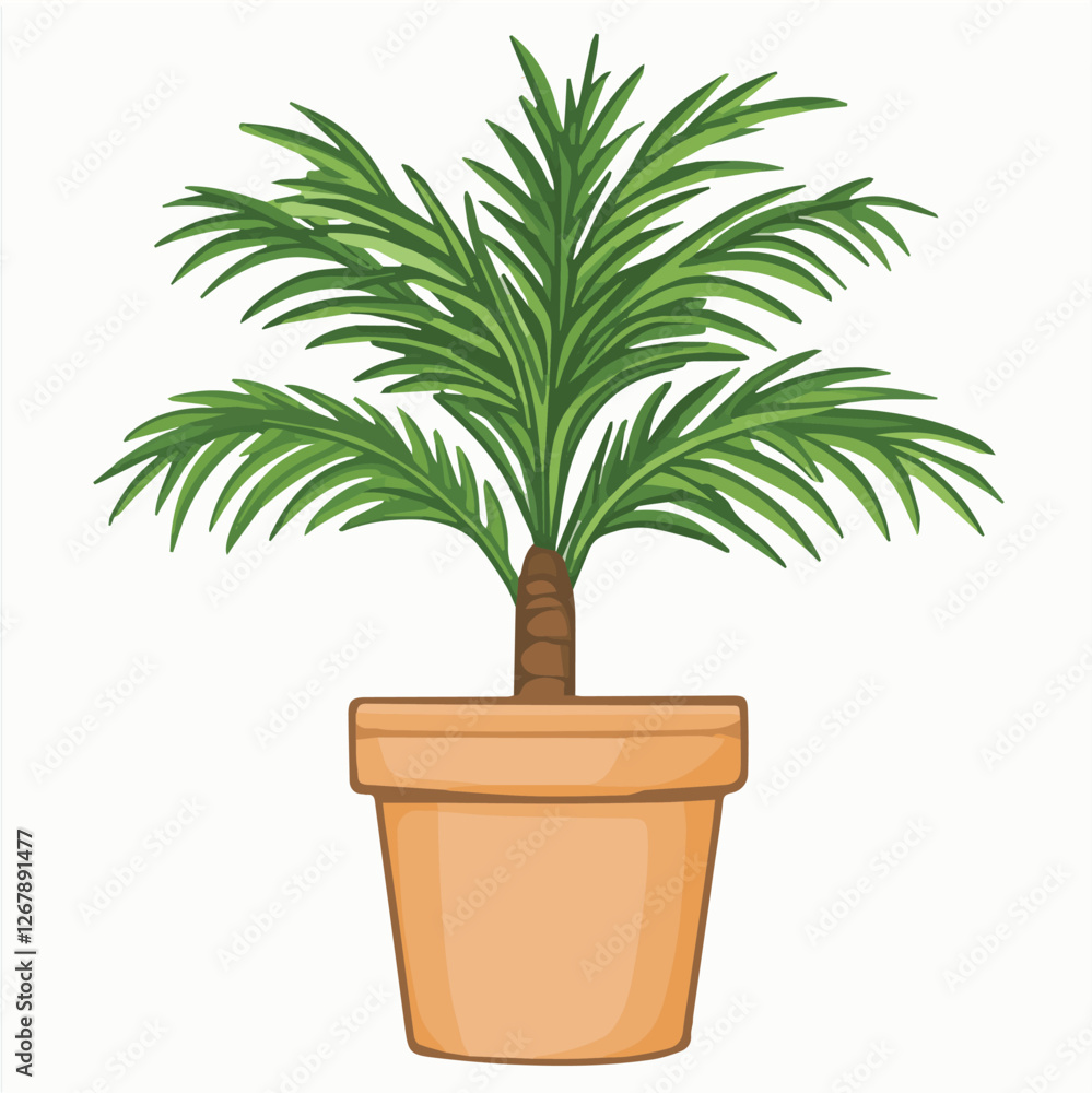 Illustration vector of white DWARF DATE PALM Pot Illustration vector of white DWARF DATE PALM Pot