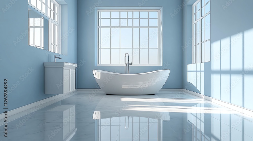 shiny floor and polished surfaces in a modern bathroom interior featuring a luxurious bathtub sleek sink and bright window in a high end apartment shiny floor and polished surfaces in a modern bathroom interior featuring a luxurious bathtub sleek sink and bright window in a high end apartment