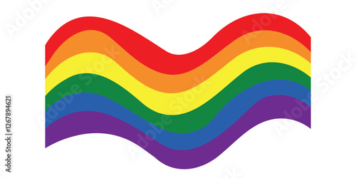 Flag LGBT squared icon, badge or button. Template design, vector illustration. Love wins. LGBT symbol in rainbow colors. Gay pride silk textile background.