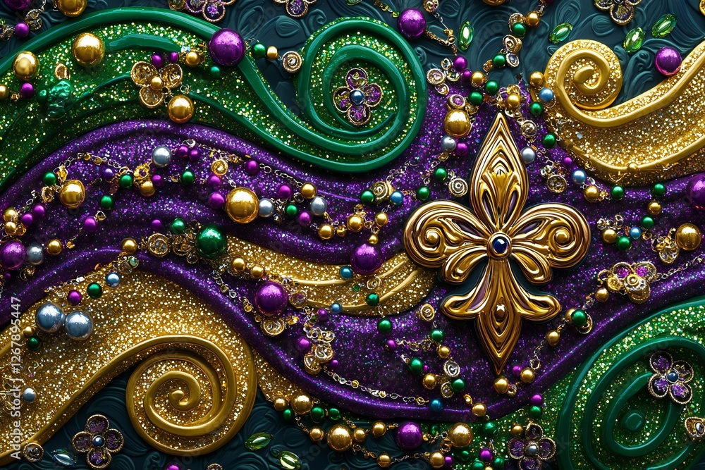 Mardi Gras Background Glittering Mardi Gras Background Gold Fleur de lis Purple Green Beads and Glitter Texture Mardi Gras Background Glittering Mardi Gras Background Gold Fleur de lis Purple Green Beads and Glitter Texture