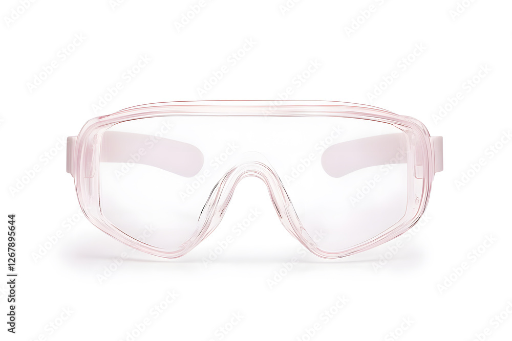 Fototapeta premium Protective eyewear: transparent plastic safety goggles for eye protection in various work environments. Prevents debris, chemical splashes, and impact hazards.
