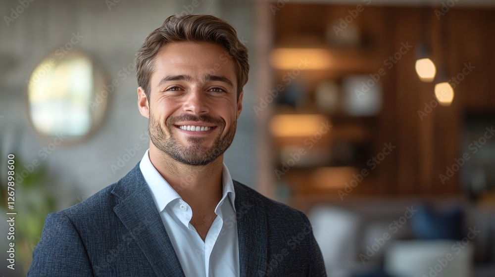 confident young entrepreneur in his new home proudly representing property investment mortgage deals and successful real estate purchases confident young entrepreneur in his new home proudly representing property investment mortgage deals and successful real estate purchases