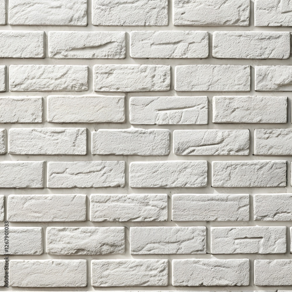 Obraz premium White brick wall with evenly sized rectangular bricks background.