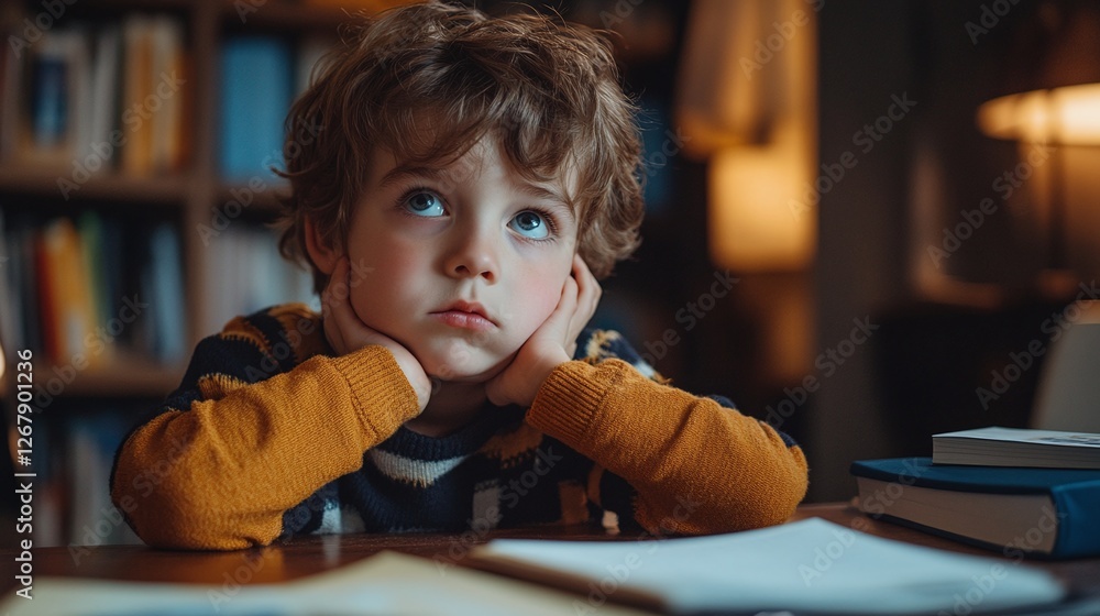 frustrated toddler struggling with learning while sitting at a table at home preparing for a test feeling tired and exhausted with too much homework frustrated toddler struggling with learning while sitting at a table at home preparing for a test feeling tired and exhausted with too much homework