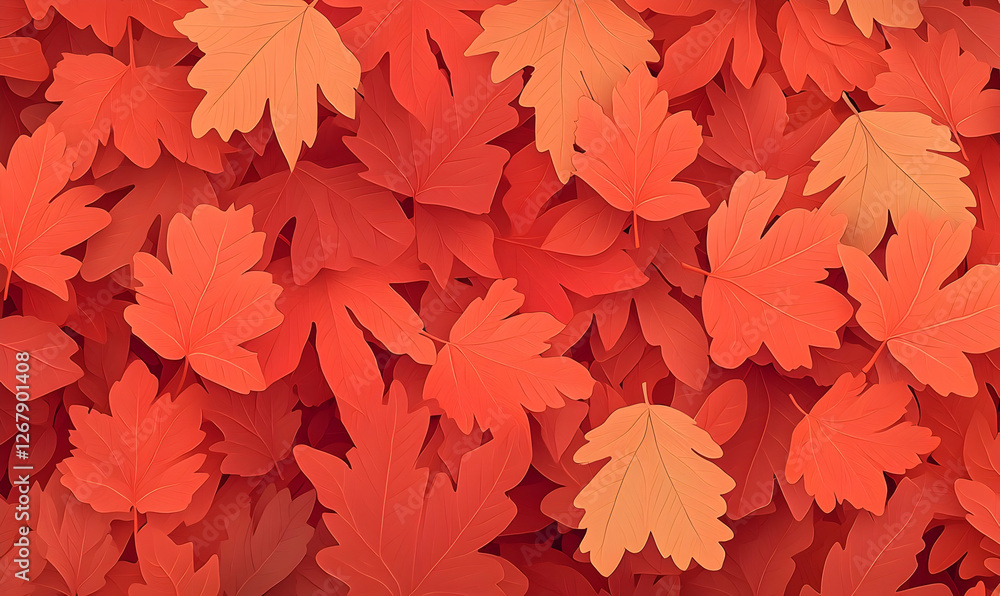 Vibrant Red Autumn Leaves on Ground for Seasonal Decoration Vibrant Red Autumn Leaves on Ground for Seasonal Decoration