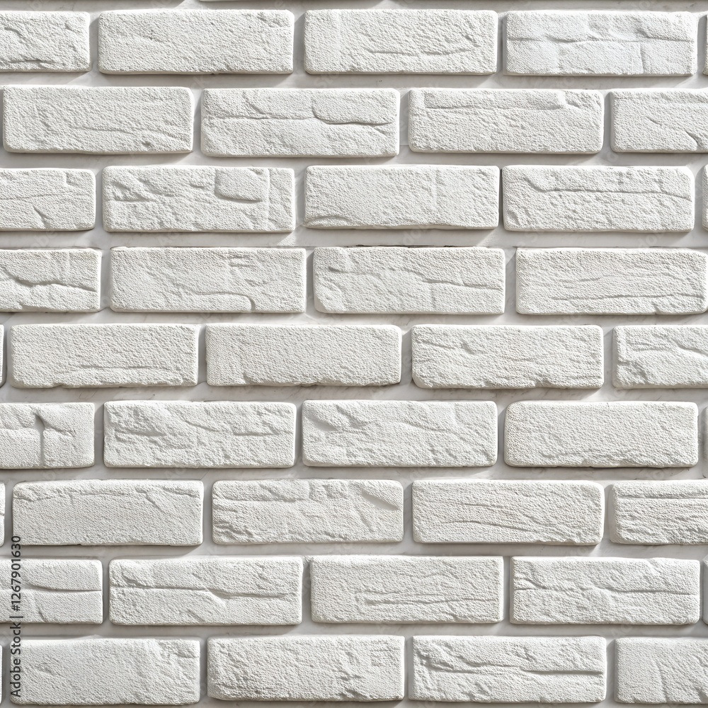 Obraz premium White brick wall with evenly sized rectangular bricks background.