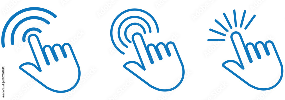 Obraz premium Stroke Mouse Click and Arrow Cursor Icon Set EPS 10 