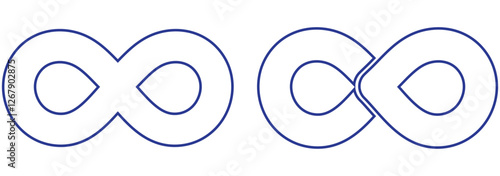 Simple flat black infinity symbols. Design elements for unlimited infinity, endless, eternity, loop, discontinuation, and repetition concepts. Vector
