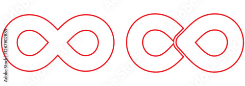 Simple flat black infinity symbols. Design elements for unlimited infinity, endless, eternity, loop, discontinuation, and repetition concepts. Vector